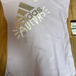 Girls Purple Adidas Cap SleeveT-Shirt